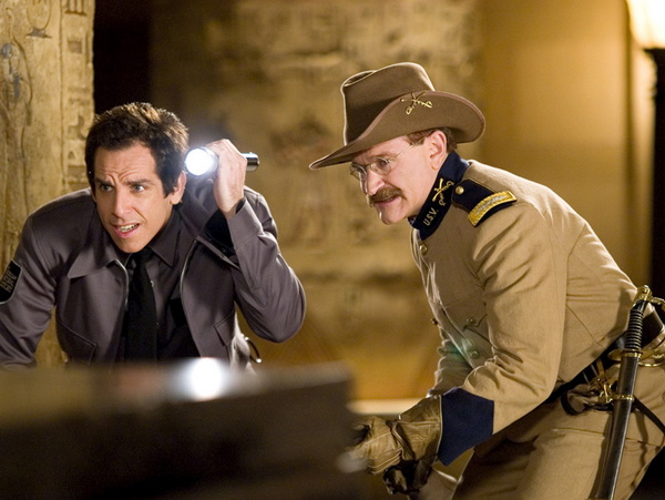 NIGHT AT THE MUSEUM, Ben Stiller, Robin Williams as Theodore Roosevelt, 2006, TM &amp; Copyright (c) 20t